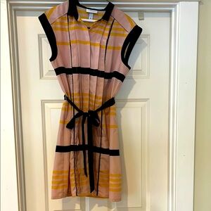 Jason Wu for Target Pink, Yellow and Black Striped Dress with Bow Tie Belt.